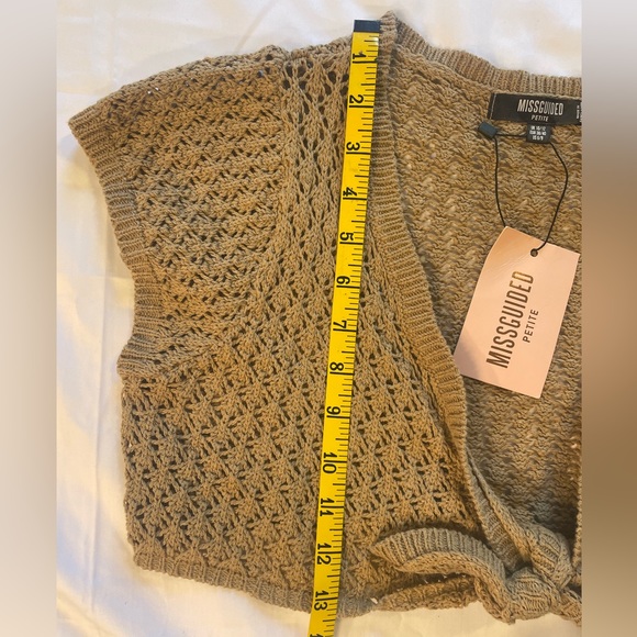 Missguided Pointelle Matching Set Tan Crotchet Crop Top & Skirt Size 6/8 petite - Picture 8 of 15